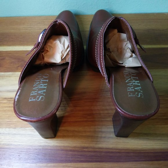 FRANCO SARTO Brown Leather Mules - 7.5 M - Picture 7 of 11